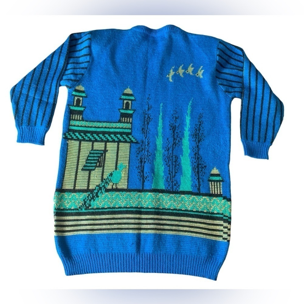 Vintage Y2K Itoki Japanese Tokyo Sakura Sweater Dress Blue - Picture 2 of 11
